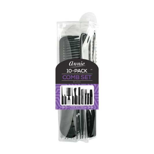 Annie Professional Comb Set 10Ct Black Combs Annie   