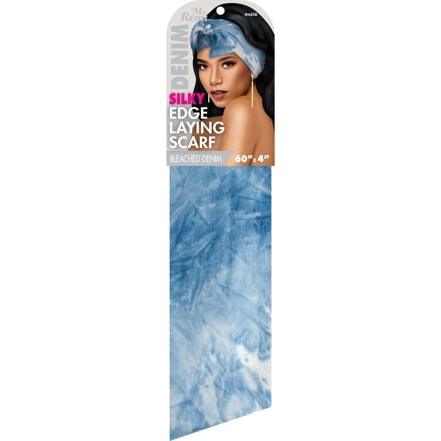 Ms. Remi Denim Silky Edge Laying Scarf 60" Long Scarves Ms. Remi Bleached Denim  