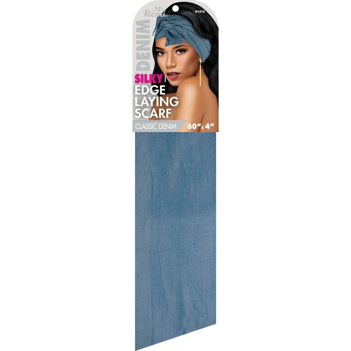 Ms. Remi Denim Silky Edge Laying Scarf 60" Long Scarves Ms. Remi Classic Denim  