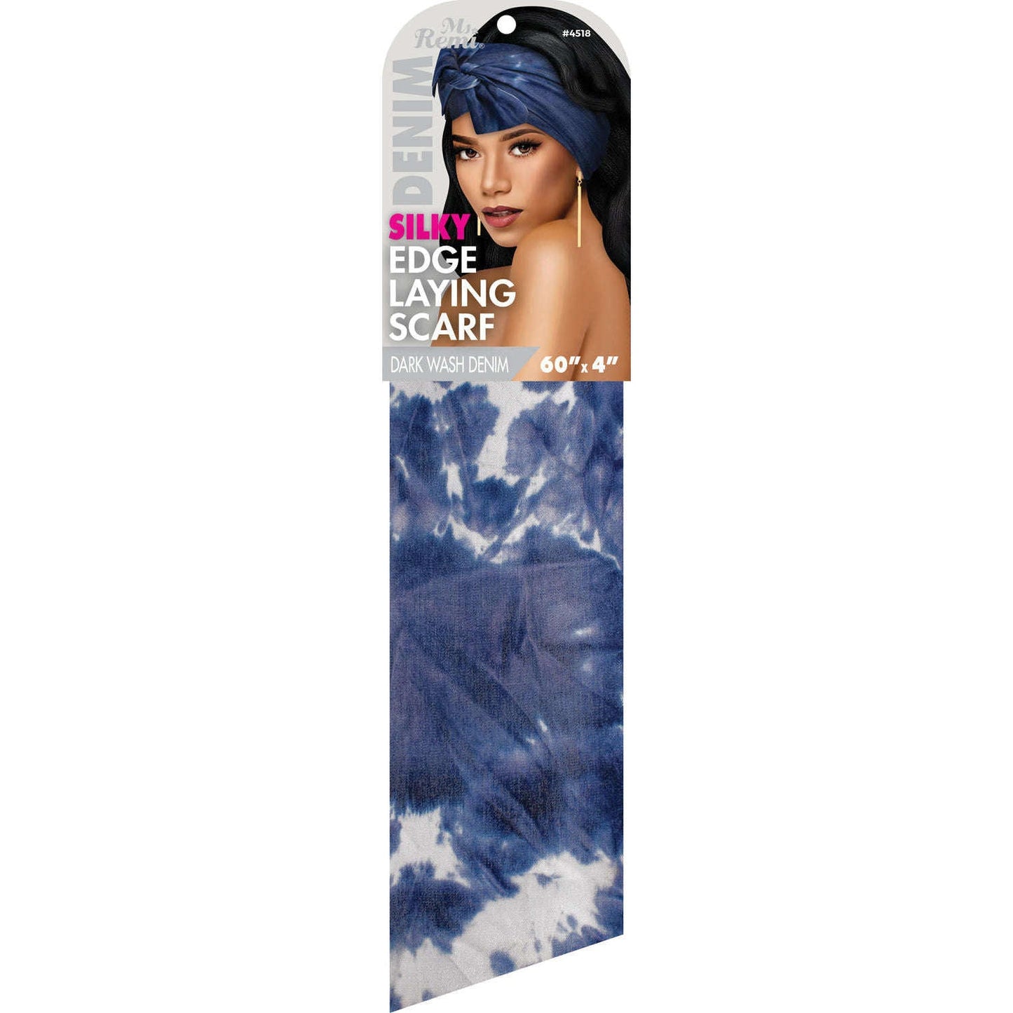 Ms. Remi Denim Silky Edge Laying Scarf 60" Long Scarves Ms. Remi Dark Wash Denim  