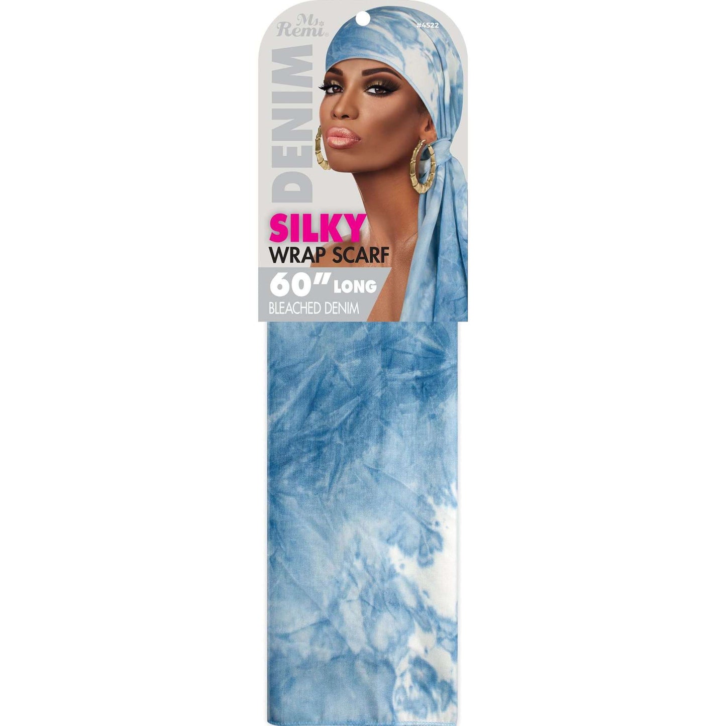 Ms. Remi Denim Silky Wrap Scarf 60" Long Scarves Ms. Remi Bleached Denim  