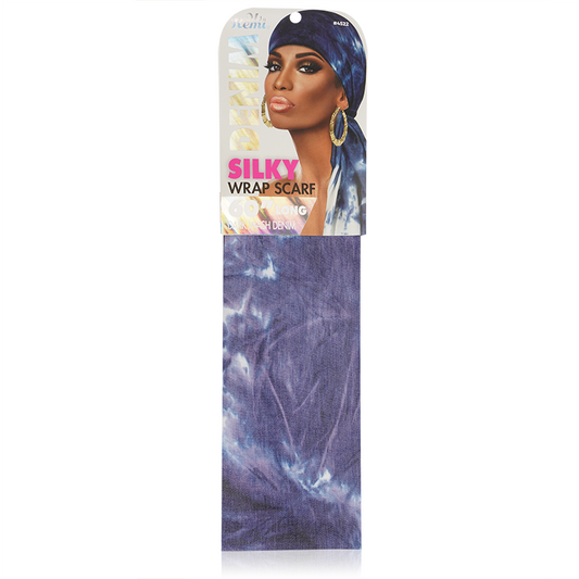 Ms. Remi Denim Silky Wrap Scarf 60" Long Scarves Ms. Remi Dark Wash Denim  