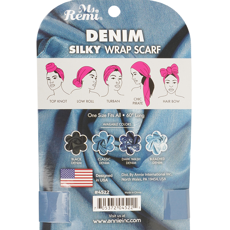 Ms. Remi Denim Silky Wrap Scarf 60" Long Scarves Ms. Remi   