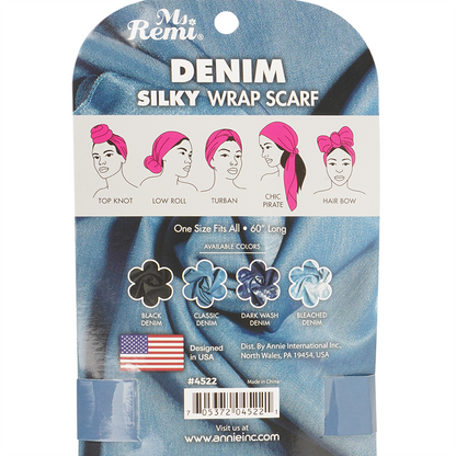 Ms. Remi Denim Silky Wrap Scarf 60" Long Scarves Ms. Remi   