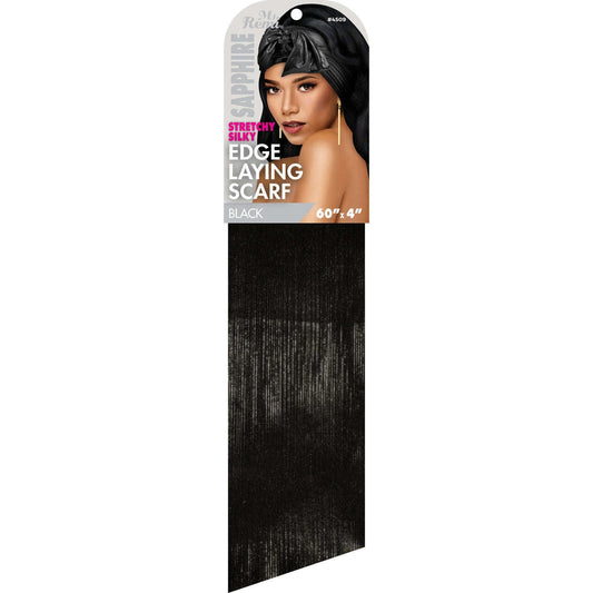 Ms. Remi Denim Stretchy Silky Edge Laying Scarf 60" Long Scarves Ms. Remi Black  