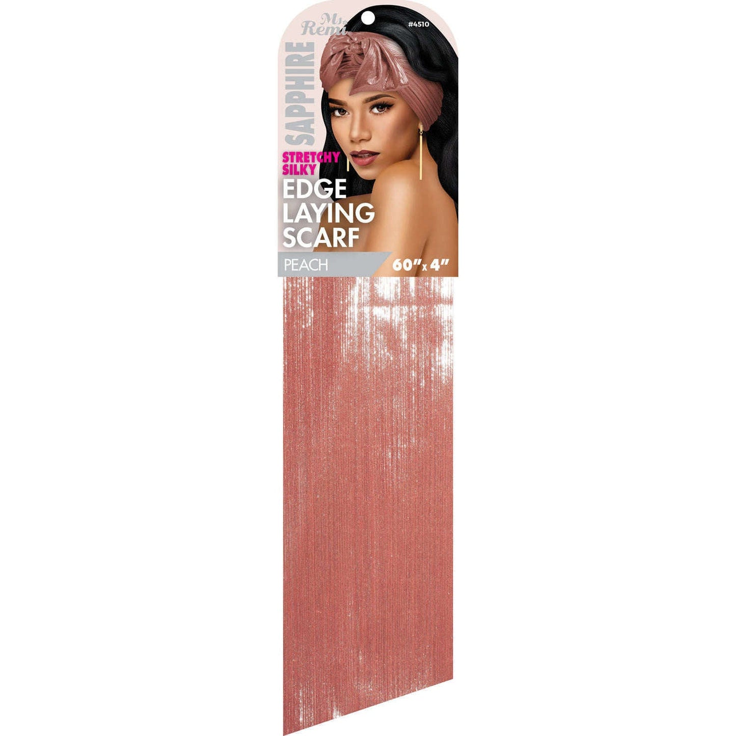 Ms. Remi Denim Stretchy Silky Edge Laying Scarf 60" Long Scarves Ms. Remi Peach  