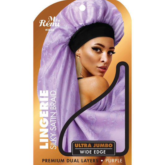 Ms. Remi Lingerie Wide Edge Silky Braid Bonnet Ultra Jumbo Asst Color Bonnets Ms. Remi Purple  