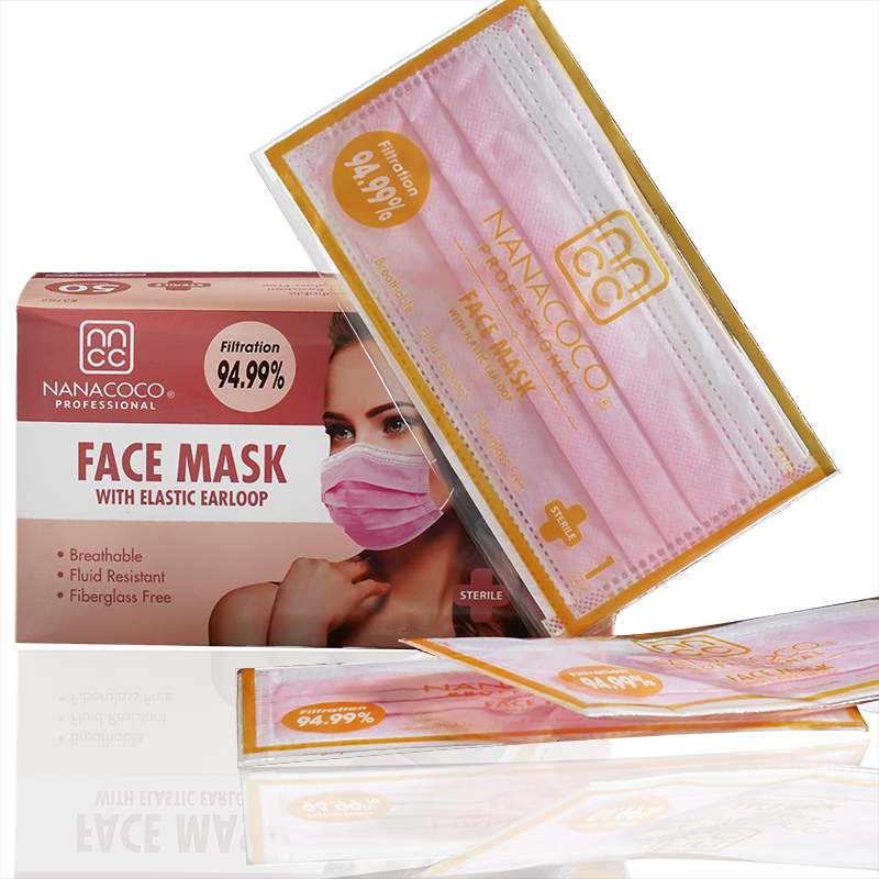 Pink Face Masks Individually Wrapped 50ct Soft Pink  Nanacoco Professional   
